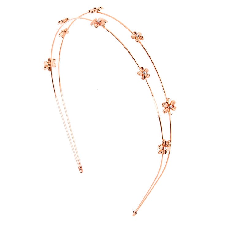 Rose Gold Two Row Flower Headband,