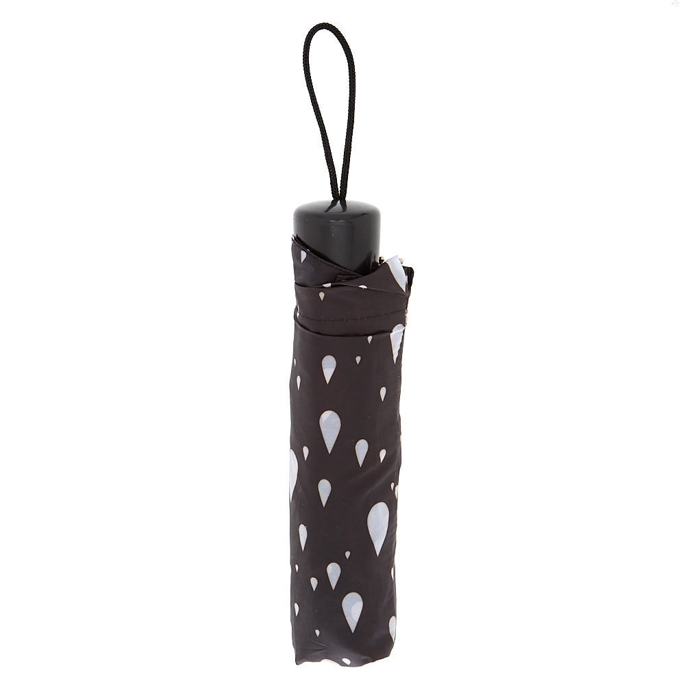 Parapluie noir motif gouttes de pluie,