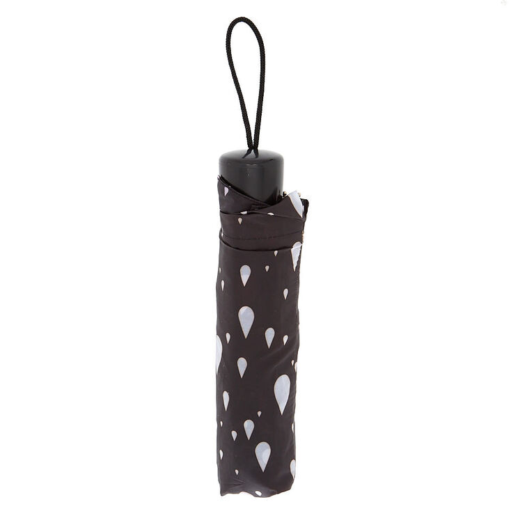 Parapluie noir motif gouttes de pluie,
