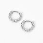 Silver 10MM Beaded Look Hoop Earrings,