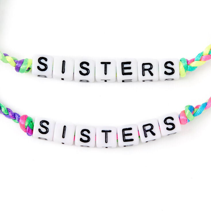 Neon Rainbow Sister Adjustable Braided Bracelets - 2 Pack,
