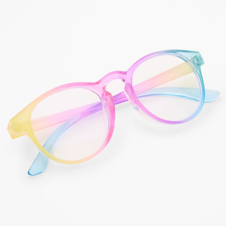 Claire&#39;s Club Rainbow Round Solar Blue Light Reducing Clear Lens Frames,