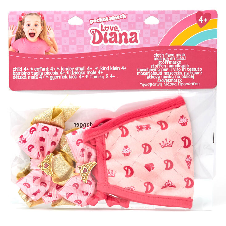 Masque en tissu et n&oelig;uds pour cheveux Love, Diana&trade; &ndash; Rose, enfant petit taille,