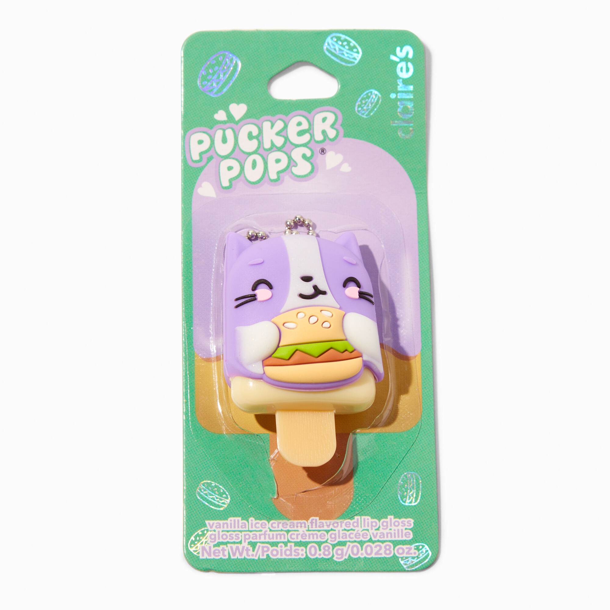 Pucker Pops® Cat Cheeseburger Lip Gloss - Vanilla Ice Cream,