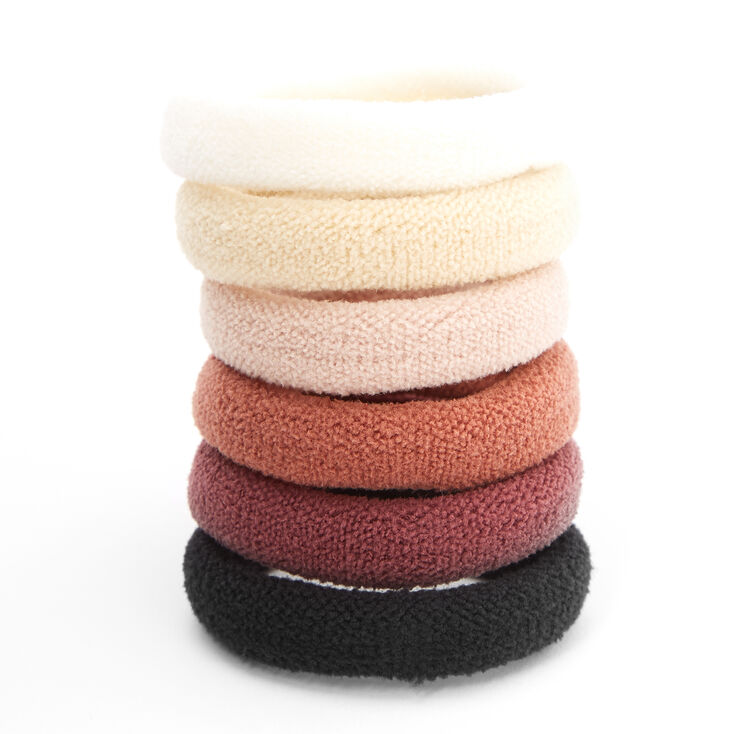 Claire's Élastiques à cheveux roulés en peluche - Tons neutres, lot de 6