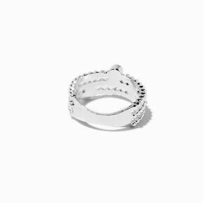 Silver-tone Mini Ball Stack Ring ,