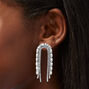 Silver-tone Rhinestone 2.5&quot; Horse Tail Fringe Drop Earrings,