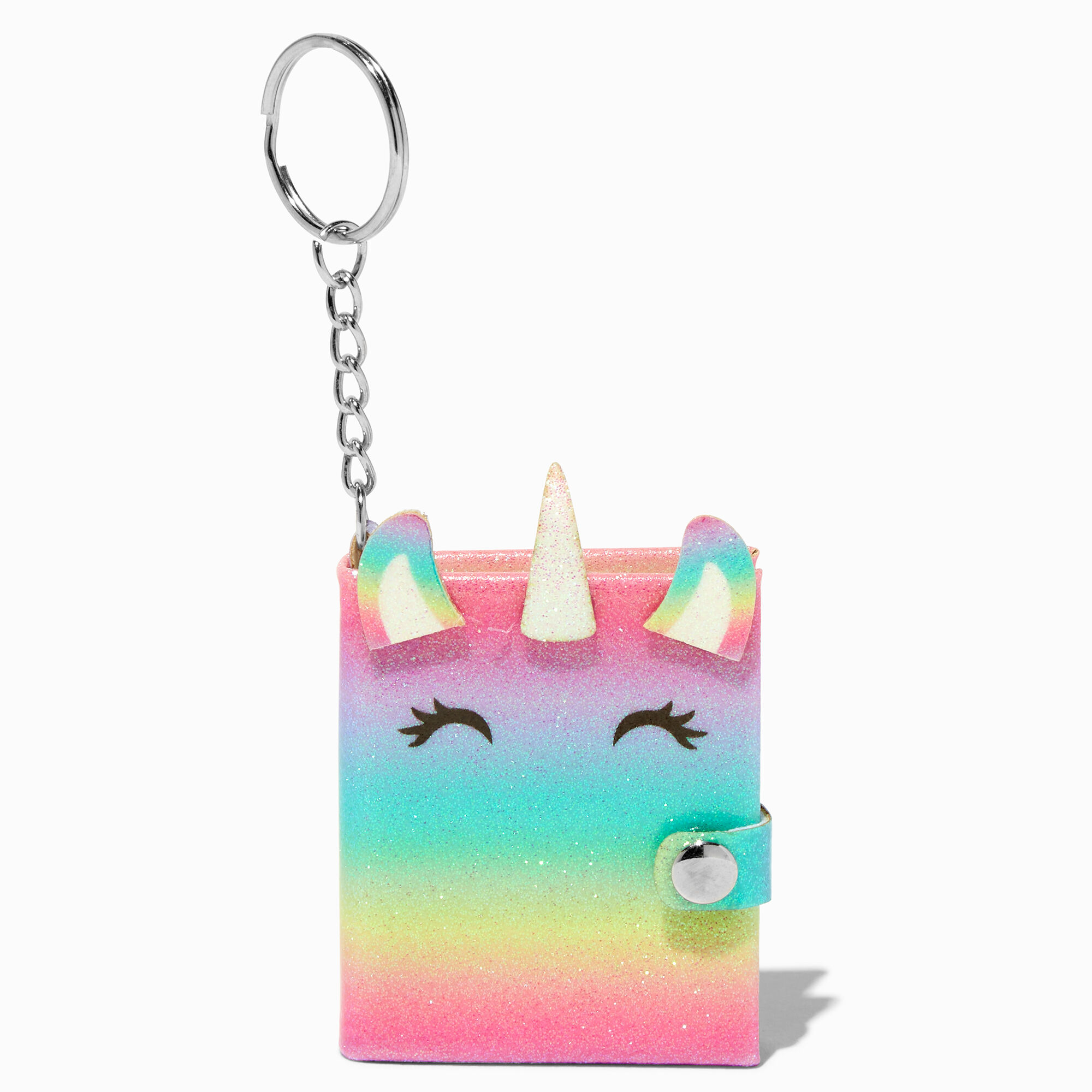 Multicolored Unicorn Mini Glitter Diary Keychain Claire s US