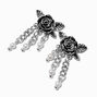 Carved Rose &amp; Pearl Chains Drop Earrings ,