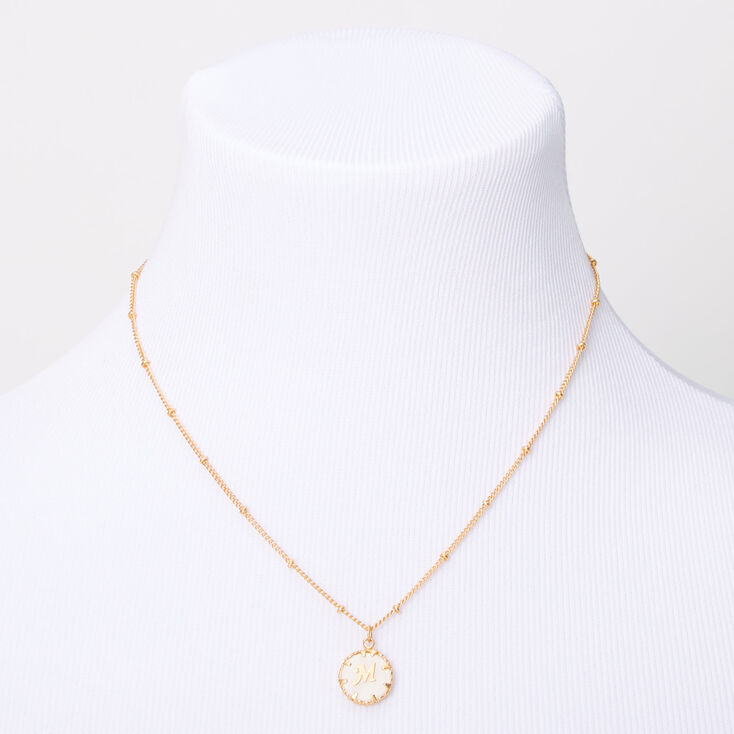 Gold Shell Initial Pendant Necklace - M,