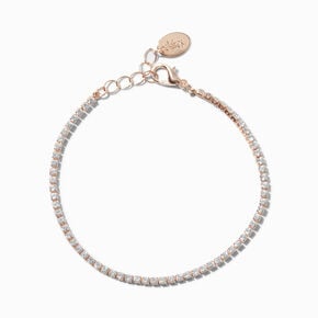 Rose Gold-tone Cubic Zirconia Tiny Tennis Bracelet,
