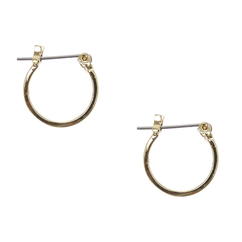 Gold-tone Square Edge 15mm Hoop Earrings,