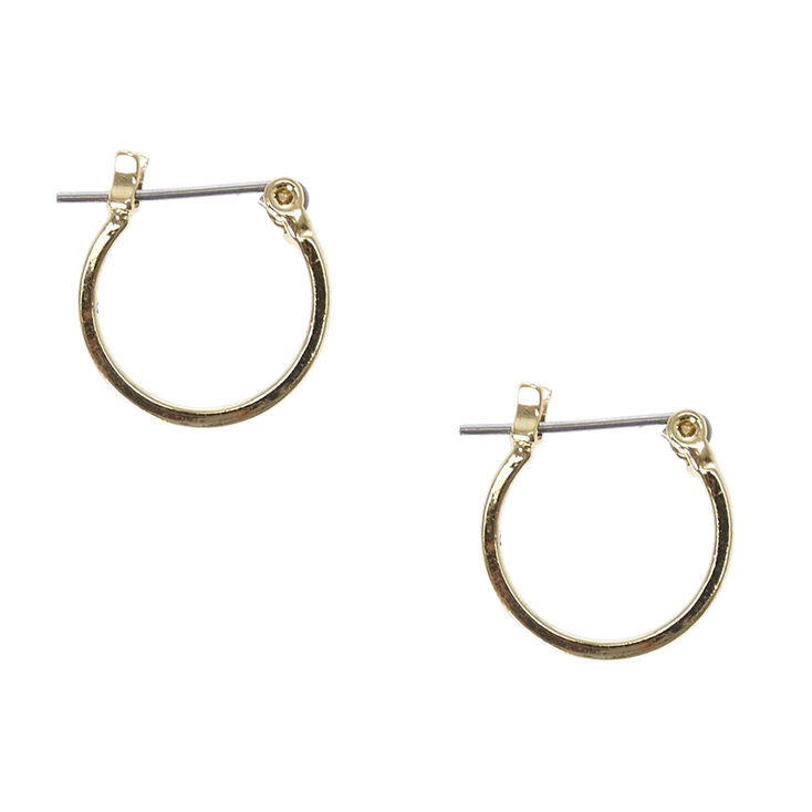 Gold-tone Square Edge 15mm Hoop Earrings,