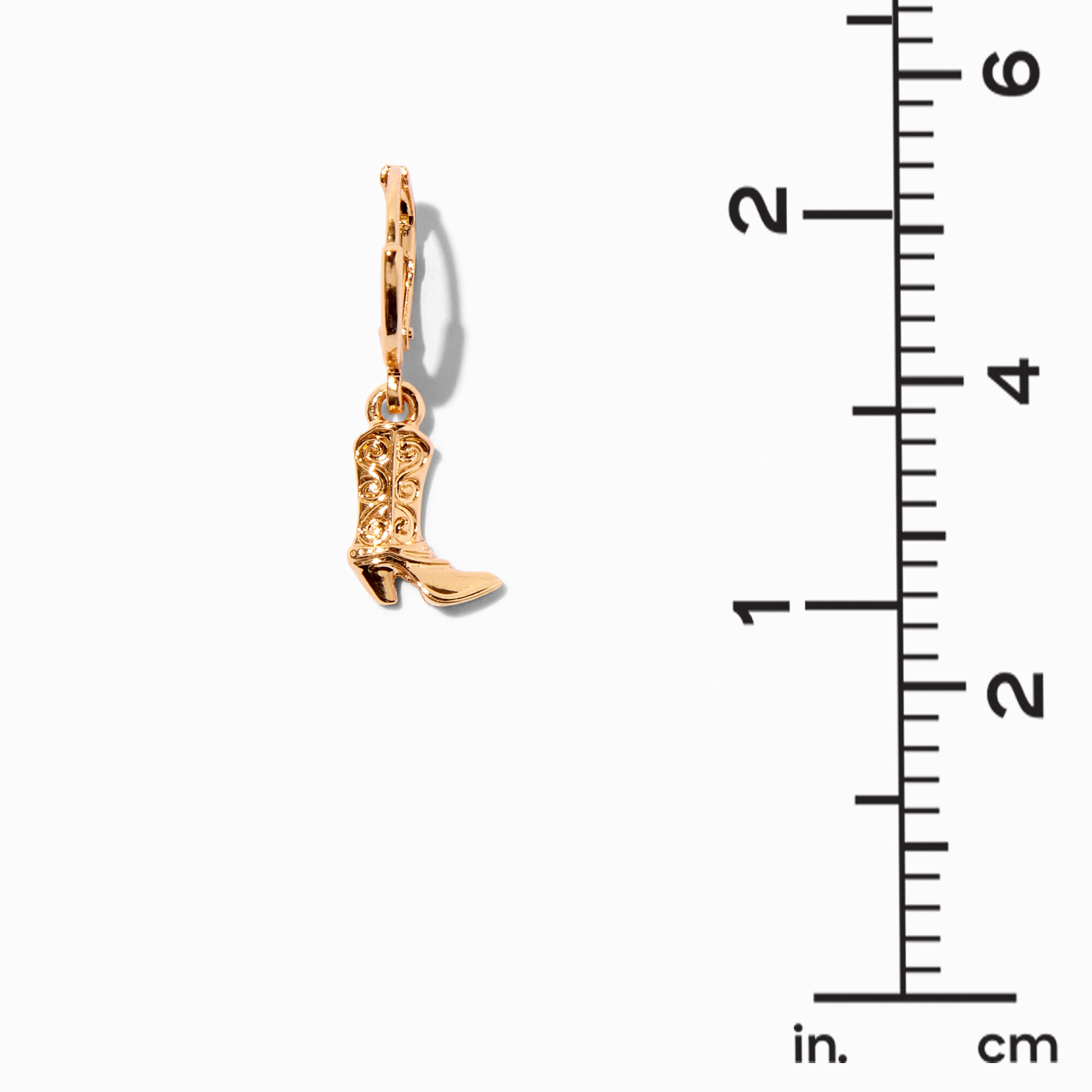 Gold 15MM Cowboy Boots Huggie Hoop Earrings,