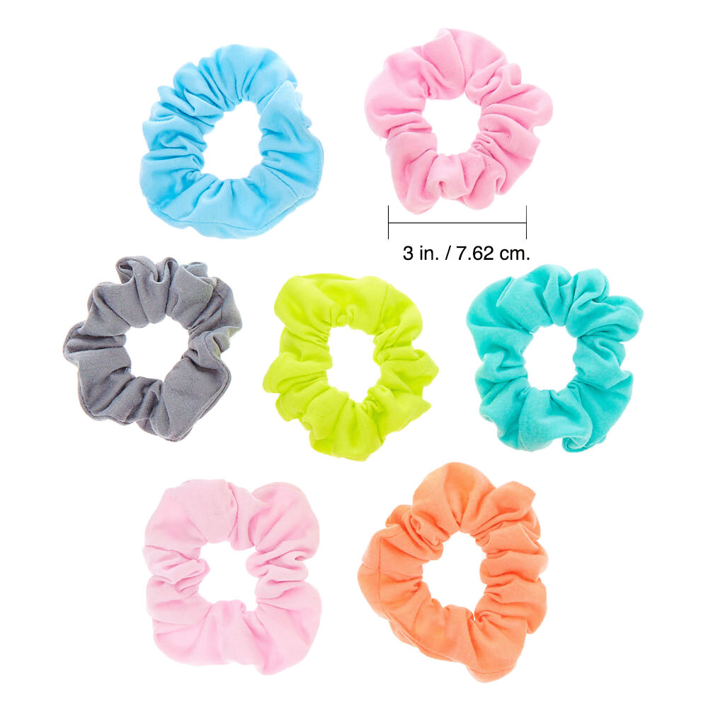 Small Pastel Rainbow Hair Scrunchies - 7 Pack,