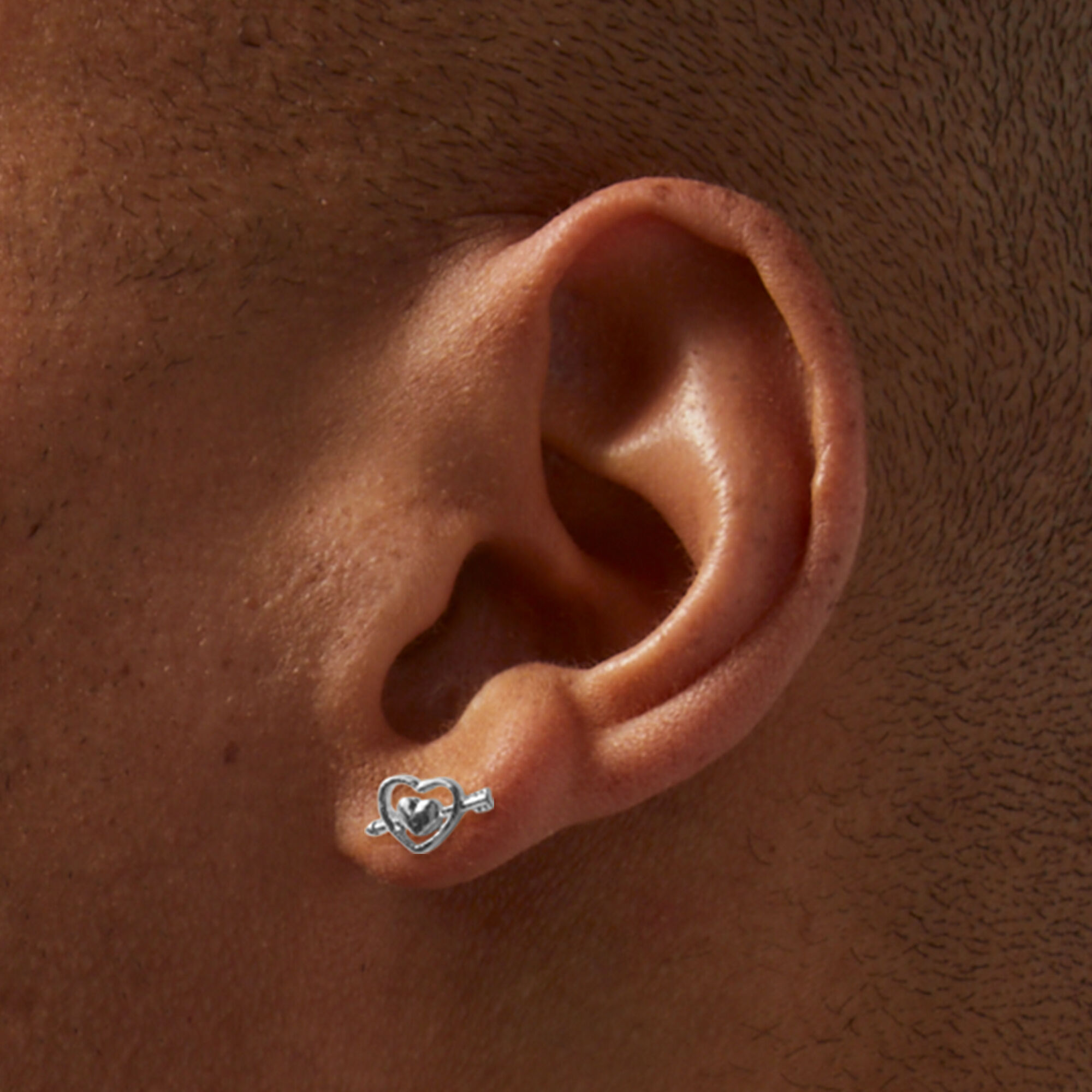 Silver-tone Cupid's Arrow Stud Earrings,