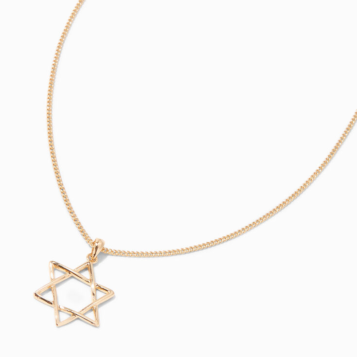 Gold Star of David Pendant Necklace,