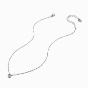 Silver-tone Cubic Zirconia Clover Pendant Necklace,