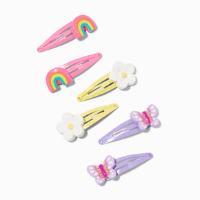 Claire&#39;s Club Rainbow, Butterfly, Daisy Snap Hair Clips - 6 Pack,
