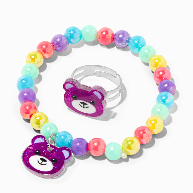 Claire&#39;s Club Rainbow Bear Jewelry Set - 3 Pack,
