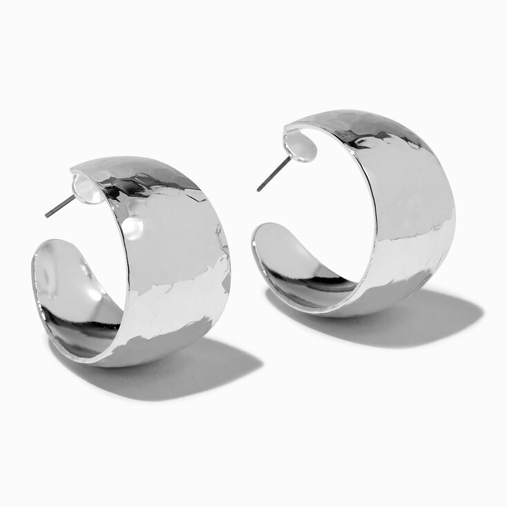 Silver-tone Wide 20mm Hoop Earrings ,