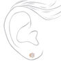 Rose Gold Cubic Zirconia Round Stud Earrings - 7MM,