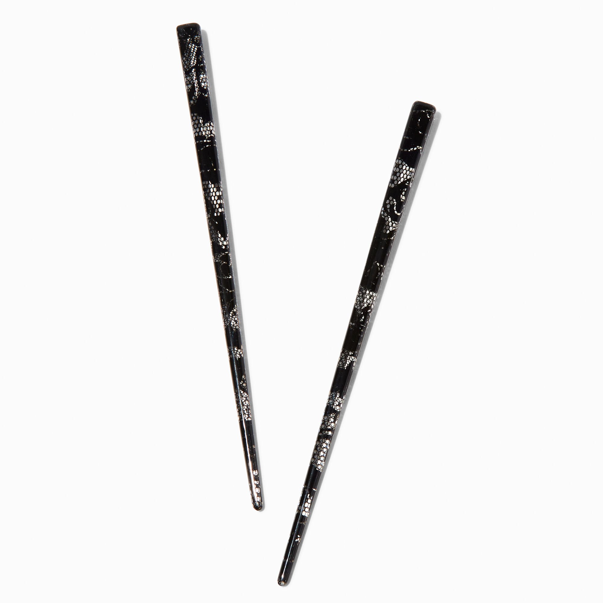 Claire's Baguettes à cheveux façon dentelle noires - Lot de 2