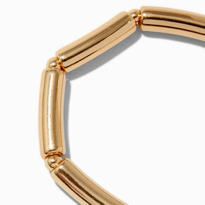 Gold-tone Macaroni Tube Stretch Bracelets - 2 Pack,