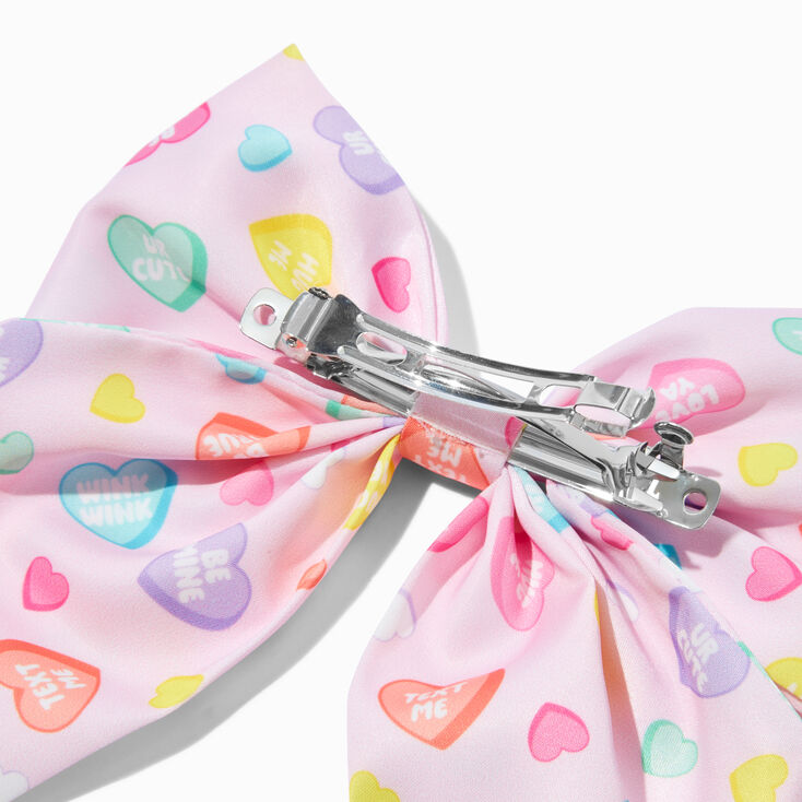 Valentine&#39;s Day Candy Hearts Hair Bow Clip,