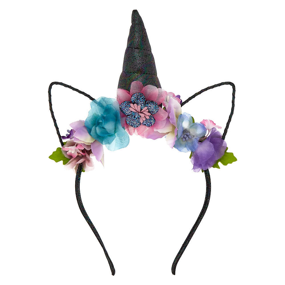 Dark Unicorn Flower Crown Headband - Purple,