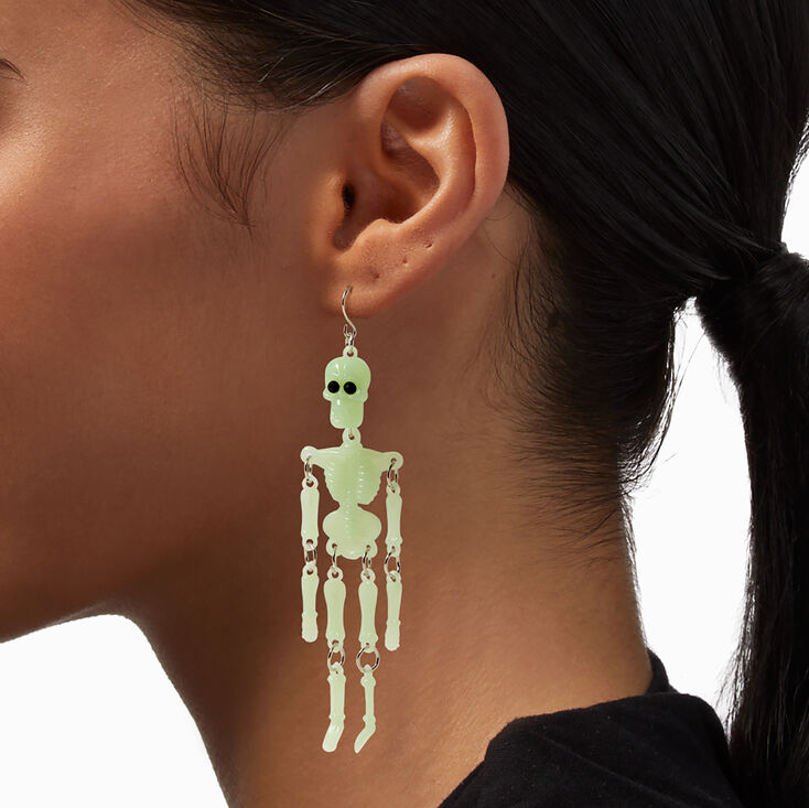 Glow In The Dark Jointed Skeleton Drop Earrings,