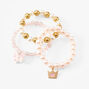 Claire&#39;s Club Pink Crown and Butterfly Beaded Stretch Bracelets - 3 Pack,