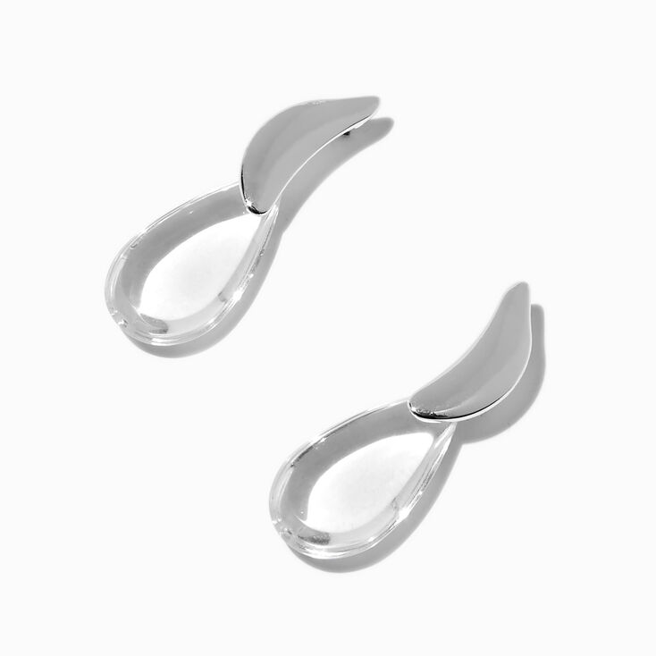 Clear Lucite Teardrop Linear Drop Earrings,