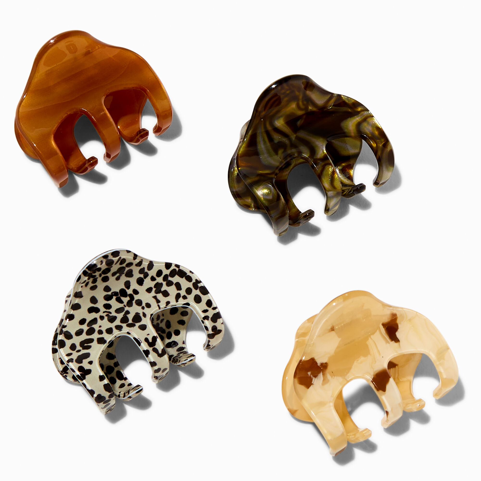 Small Tortoiseshell Octo Hair Claws - 4 Pack,