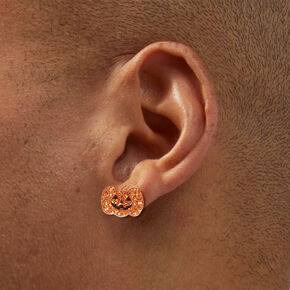Glitter Jack-o-Lantern Stud Earrings,