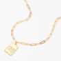 Gold Rectangle Zodiac Symbol Pendant Necklace - Leo,