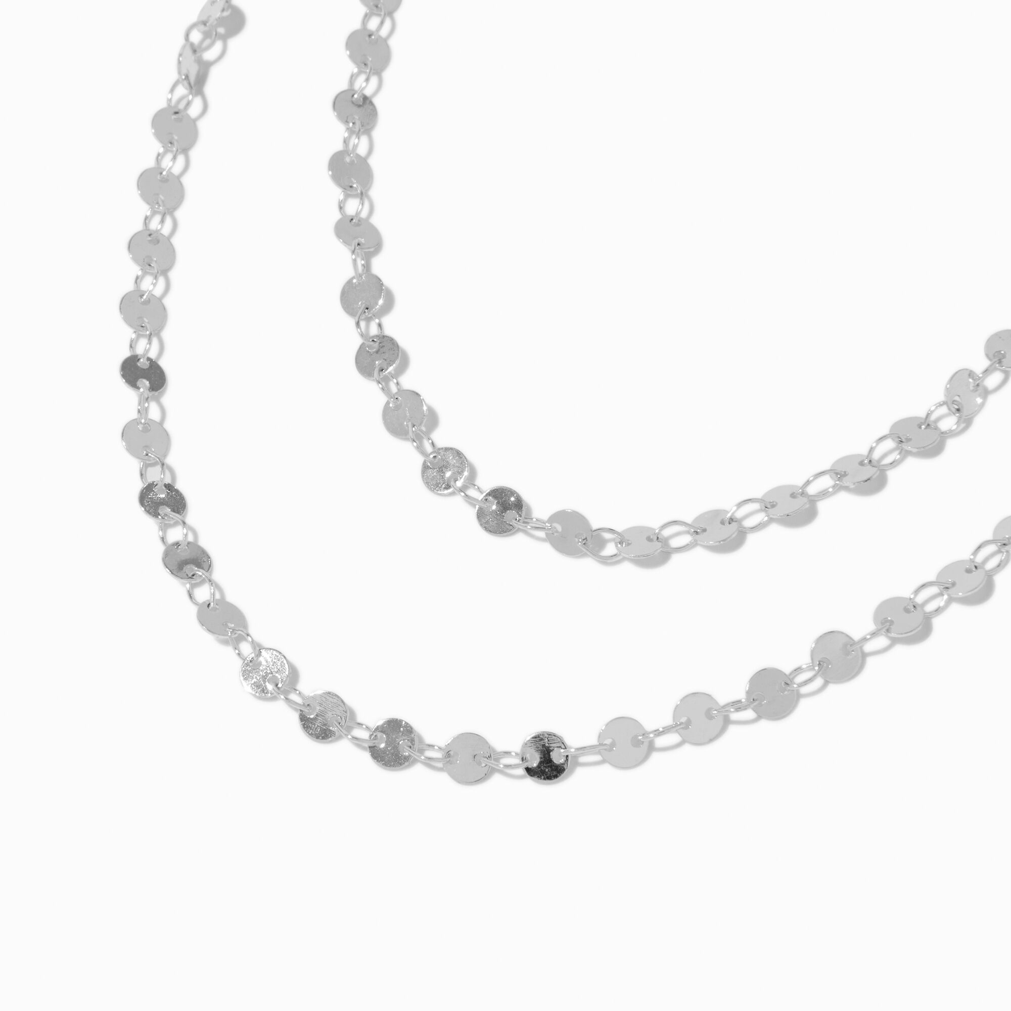 Silver-tone Linked Coin Rope Multi-Strand Necklace ,