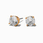 Gold-tone Cubic Zirconia 7mm Round Stud Earrings,