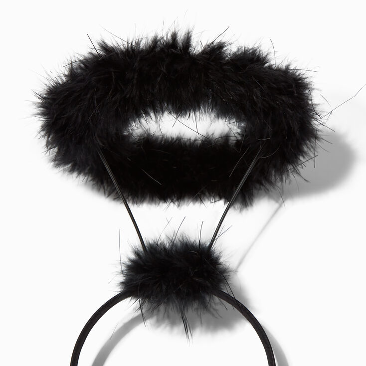Serre-t&ecirc;te halo ange &agrave; plumes noir,