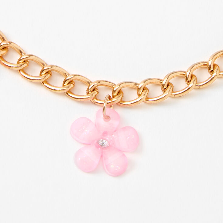 Gold Pastel Spring Flowers Charm Bracelet,
