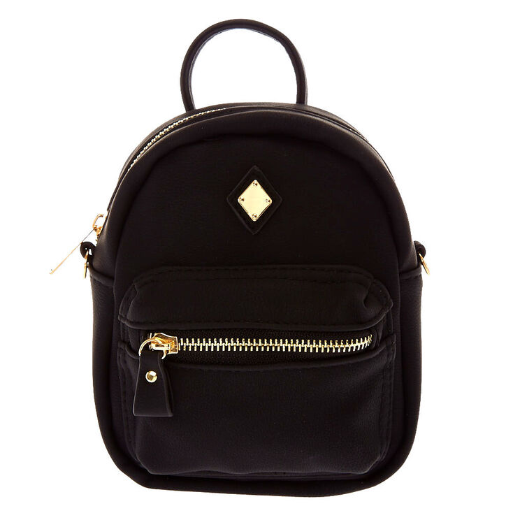 Faux Leather Mini Backpack Crossbody Bag - Black | Claire's US