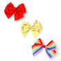 Claire&#39;s Club Rainbow Striped Bow Hair Clips - 3 Pack,