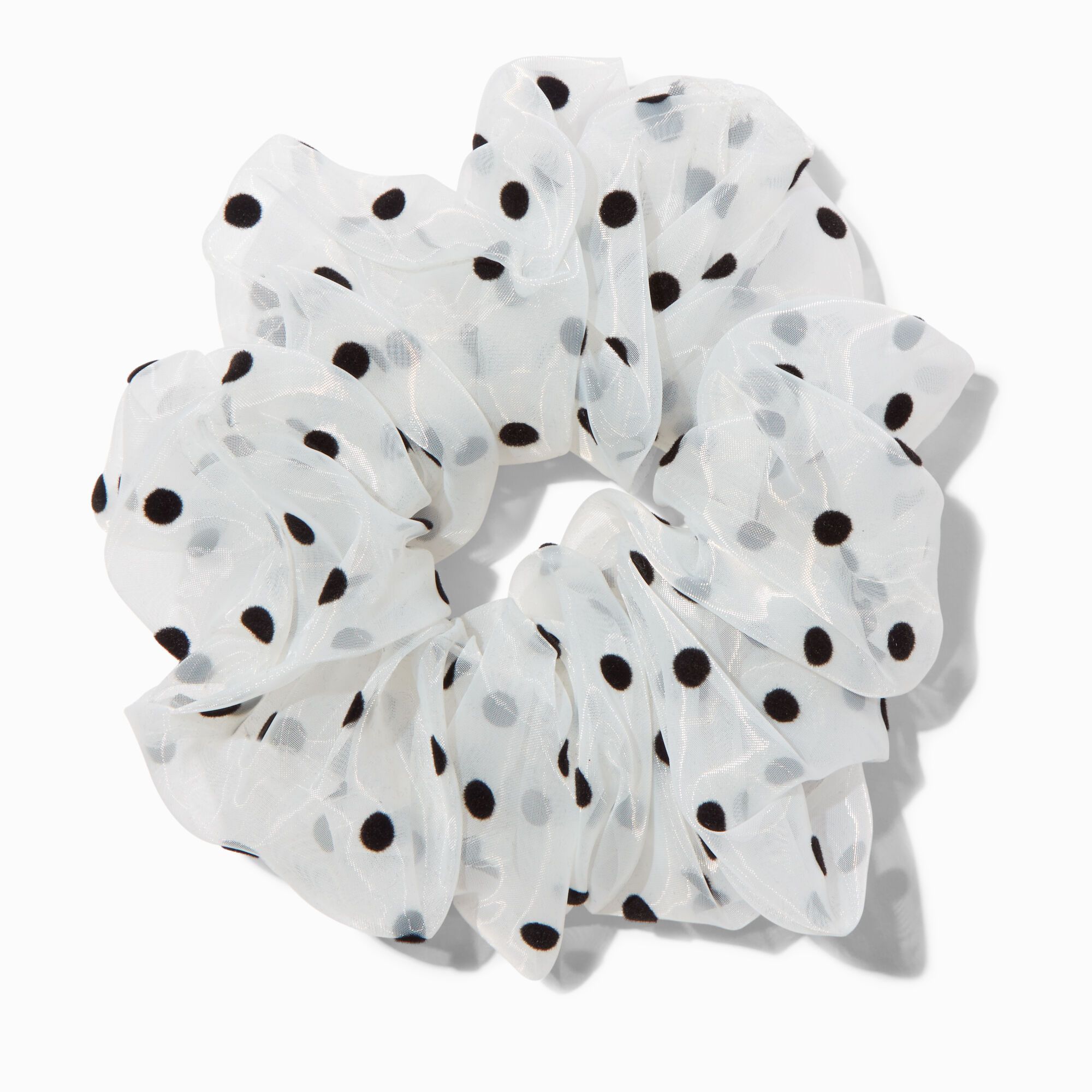 View Claires Giant Polka Dot Hair Scrunchie Bracelet White information