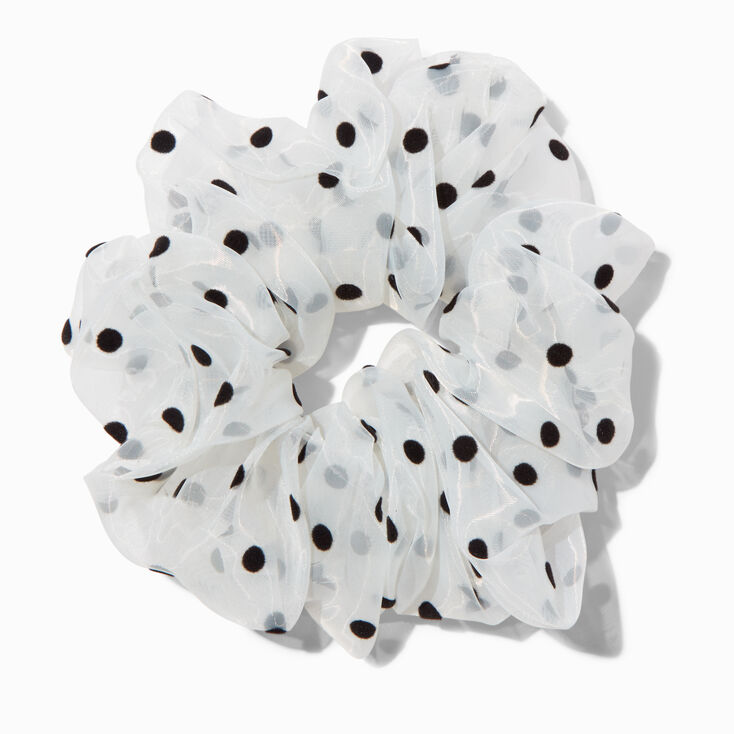 Giant White Polka Dot Hair Scrunchie