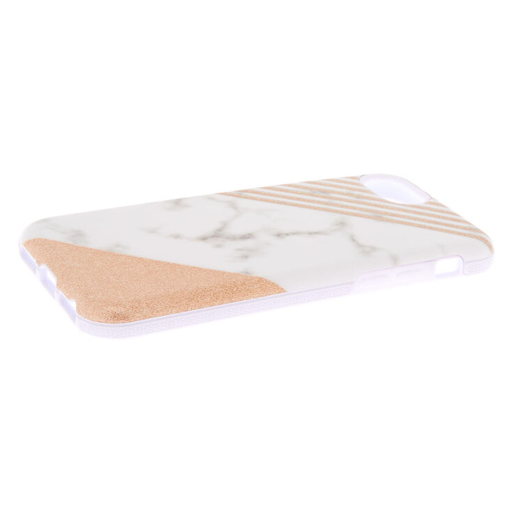 Coque de protection pour portable effet marbr&eacute; &agrave; rayures et paillettes - Compatible avec iPhone 6/7/8/SE,