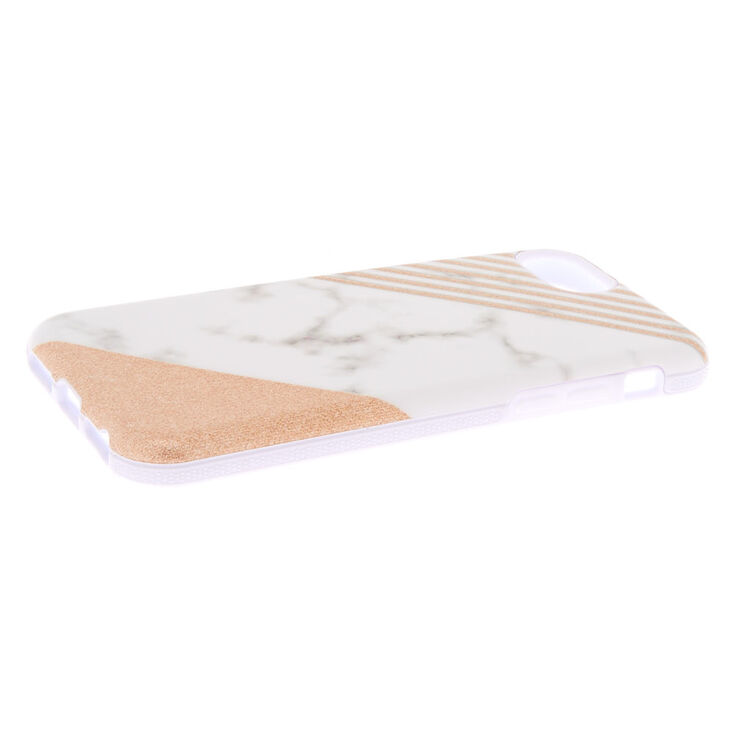 Striped Glitter Marble Protective Phone Case - Fits iPhone 6/7/8/SE,
