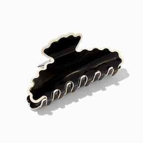 Black &amp; Cream Trim Scalloped Hair Claw,