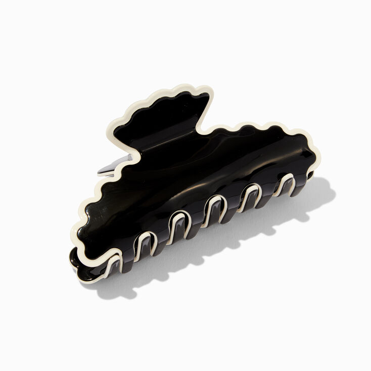 Black &amp; Cream Trim Scalloped Hair Claw,