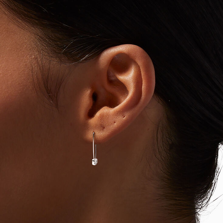 Sterling Silver Safety Pin Hoop Earrings,