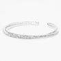 Silver-tone Criss Cross Rhinestone Slim Cuff Bracelet,